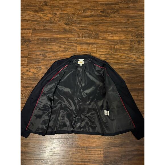 Talbots Blazer Women's Sz 6 Navy Wool 2 Button Pockets Long Slvs Stretch Fabric - Picture 2 of 8